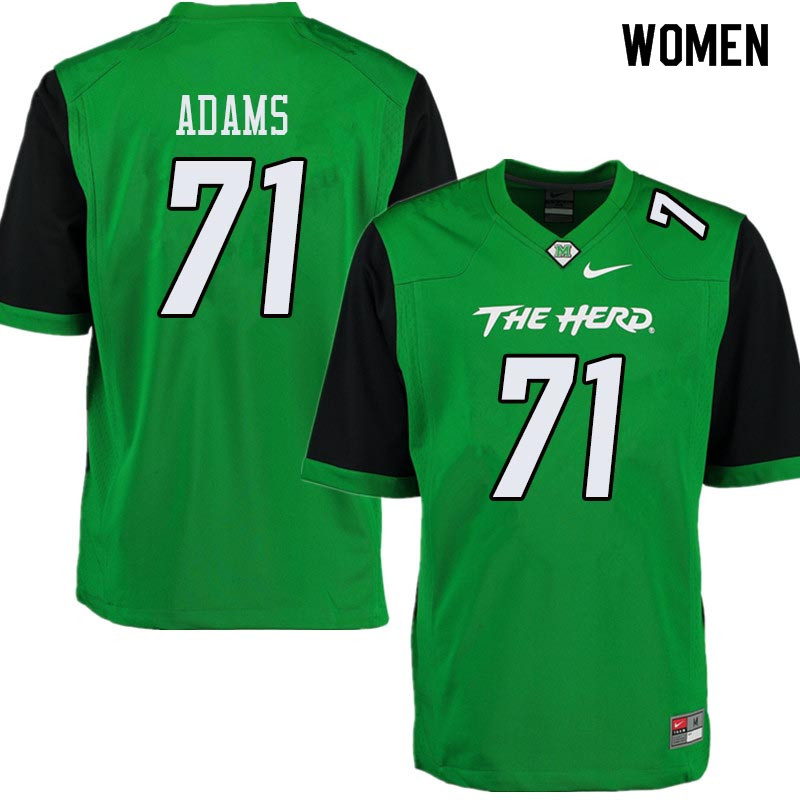 Women #71 Tarik Adams Marshall Thundering Herd College Football Jerseys Sale-Green - Click Image to Close